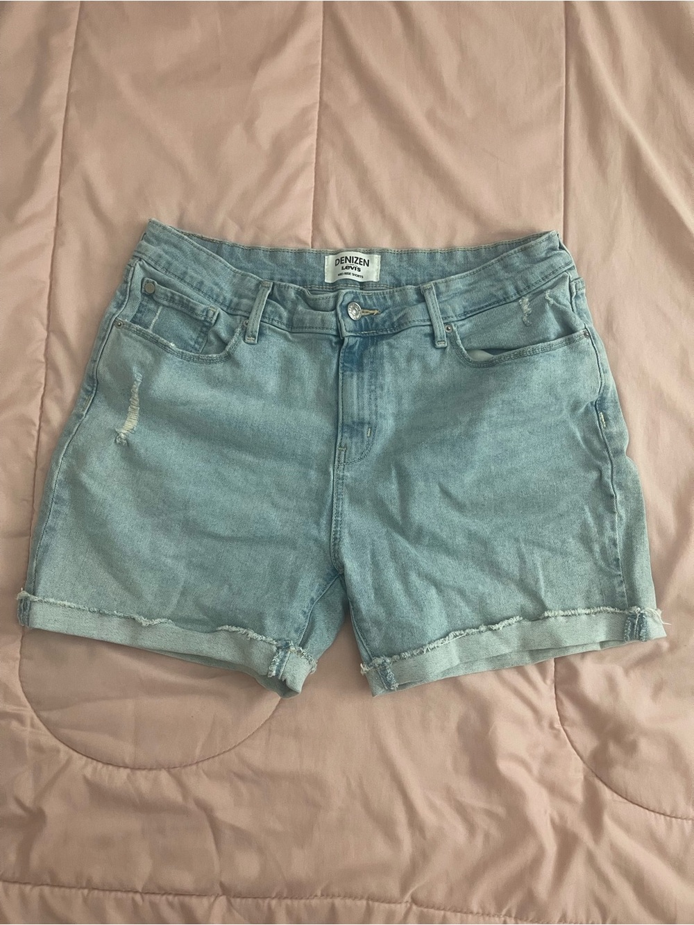 Levi's Light Blue Denim Roll-Cuff Jean Shorts